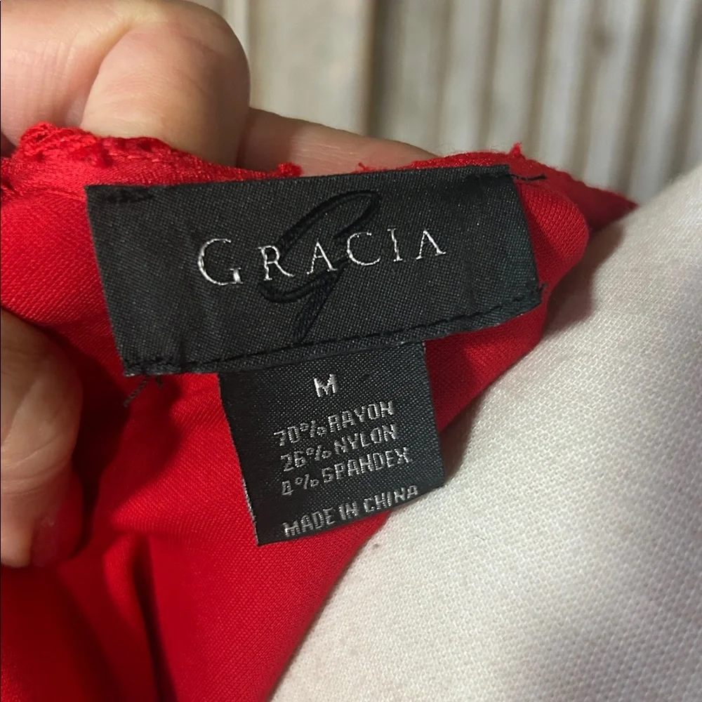 Gracia Vibrant Red Top with Cape Detail - Picture 7 of 9